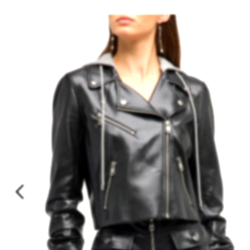 Moto jacket with hood
